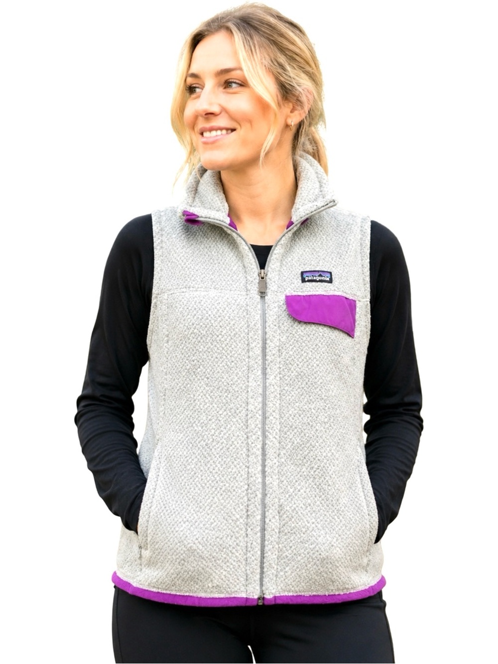 Patagonia Better Sweater Fleece Vest Gray Purple Full Zip Women’s Small